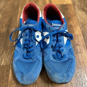 Men’s Saucony Original Red, Blue, White Shoes Size 9.5
